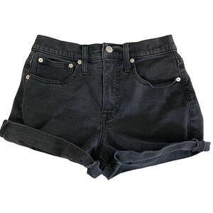 Madewell High Rise Jean Shorts 24 Black Relaxed Fit Denim Jorts Grunge 90s Y2K